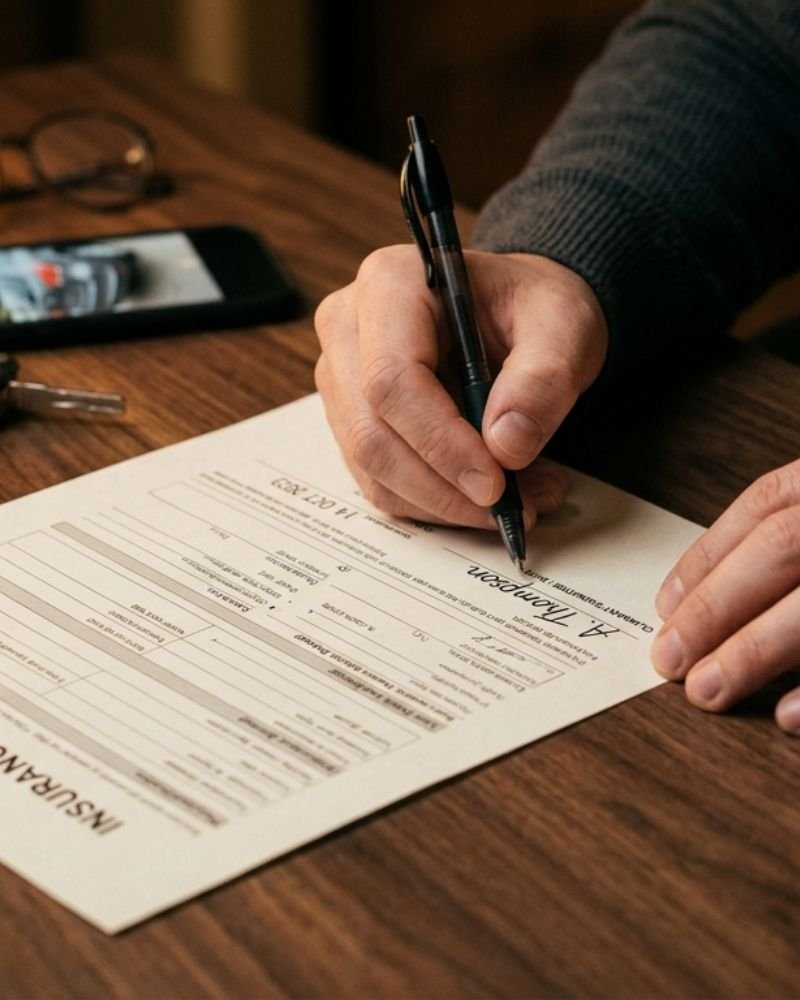 Dossier d'assurance signé, clé de voiture